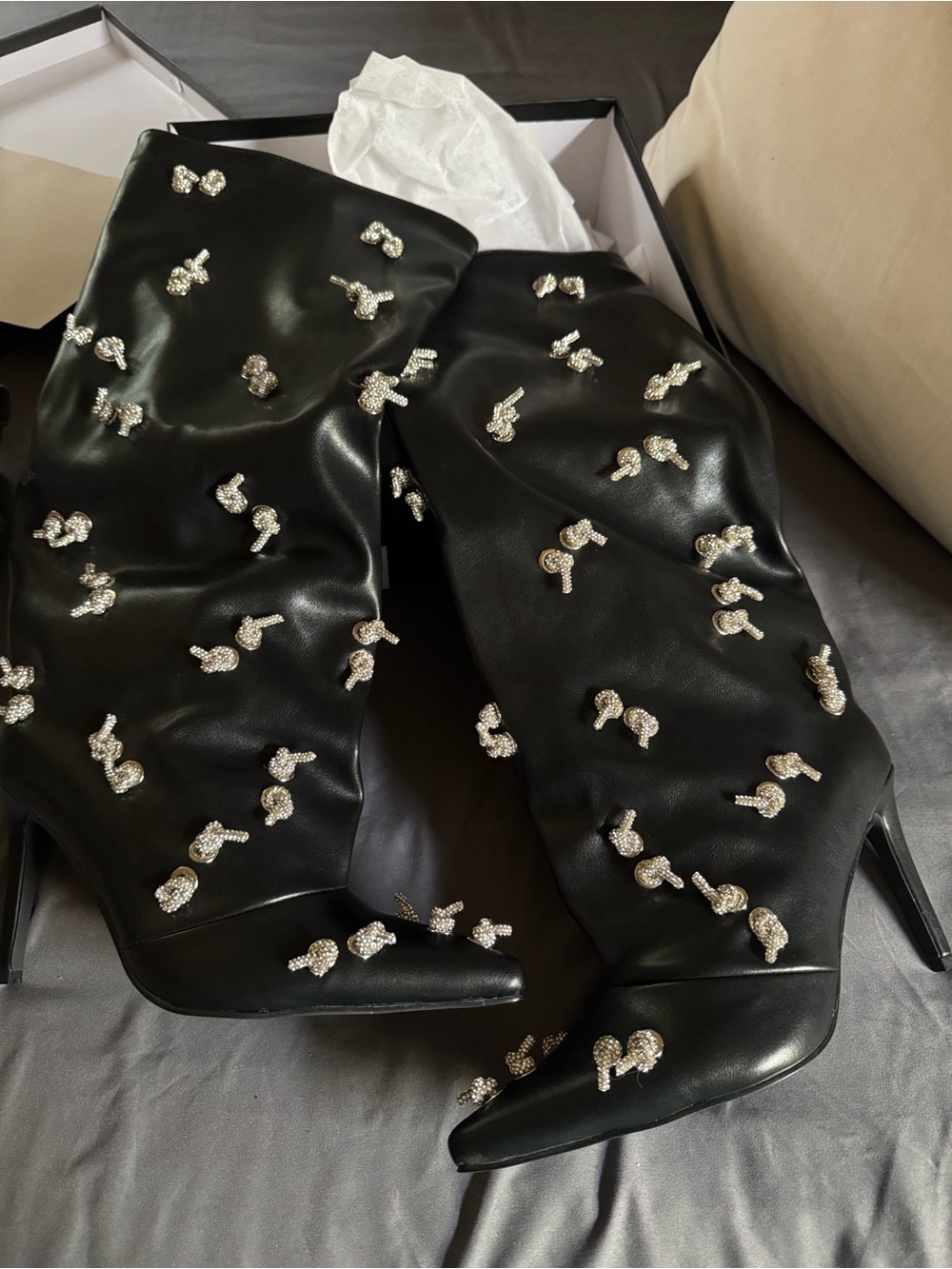 Azalea Wang “Coleman” Embellished Black Boot Size US 8 - Picture 6 of 11
